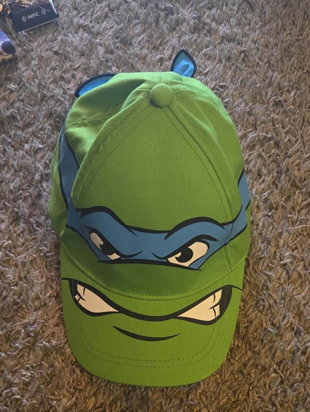 Green Ninja Turtle Baseball Cap with Blue Mask